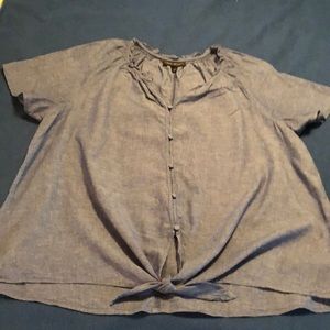 Lane Bryant tie front chambray shirt